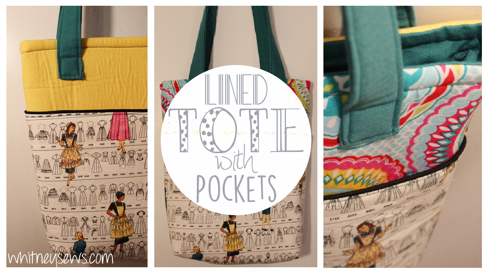 Lined Tote With Outer Pockets - Whitney Sews