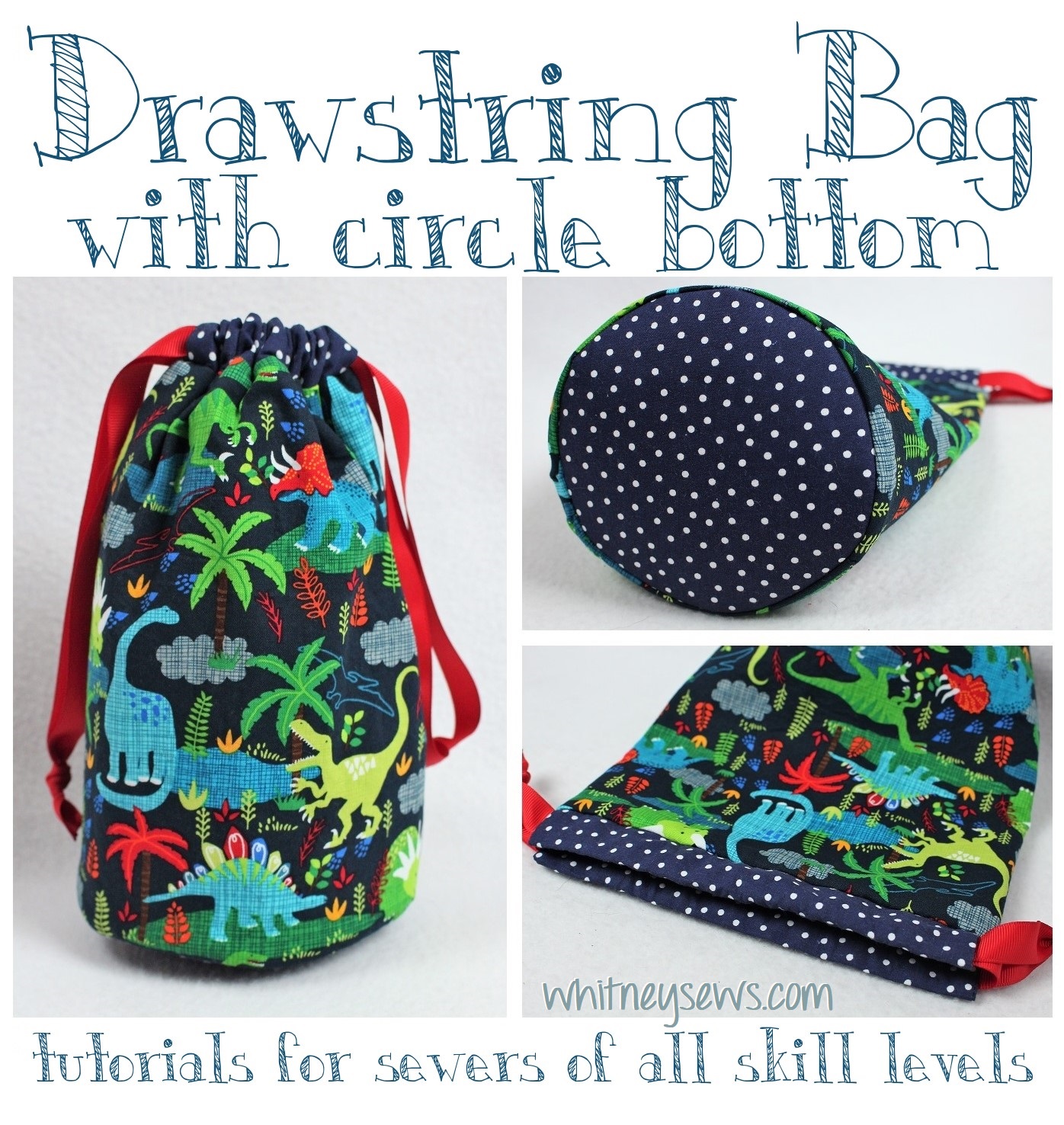 Drawstring Bag with Circle Bottom Whitney Sews