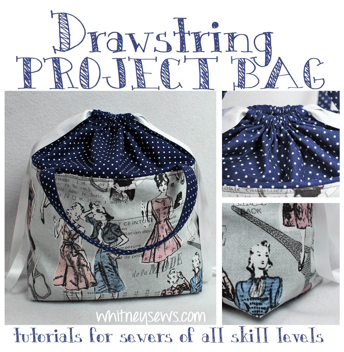 cotton drawstring project bag – cozyblue