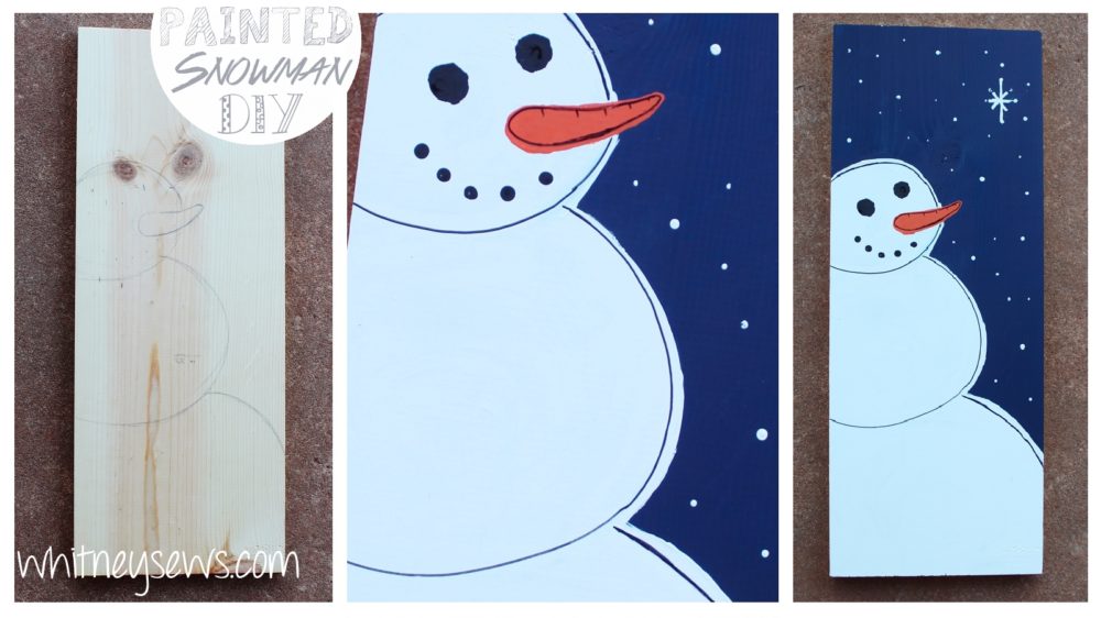 DIY Snowman Painting how to from Whitney Sews. Perfect edition to your Christmas decor!