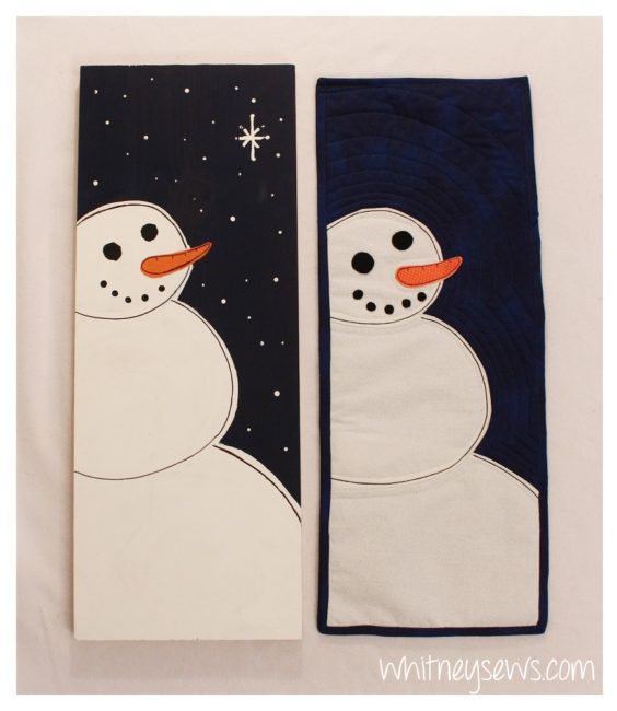 Matching Snowman Painting and Mini Quilt with how tos by Whitney Sews