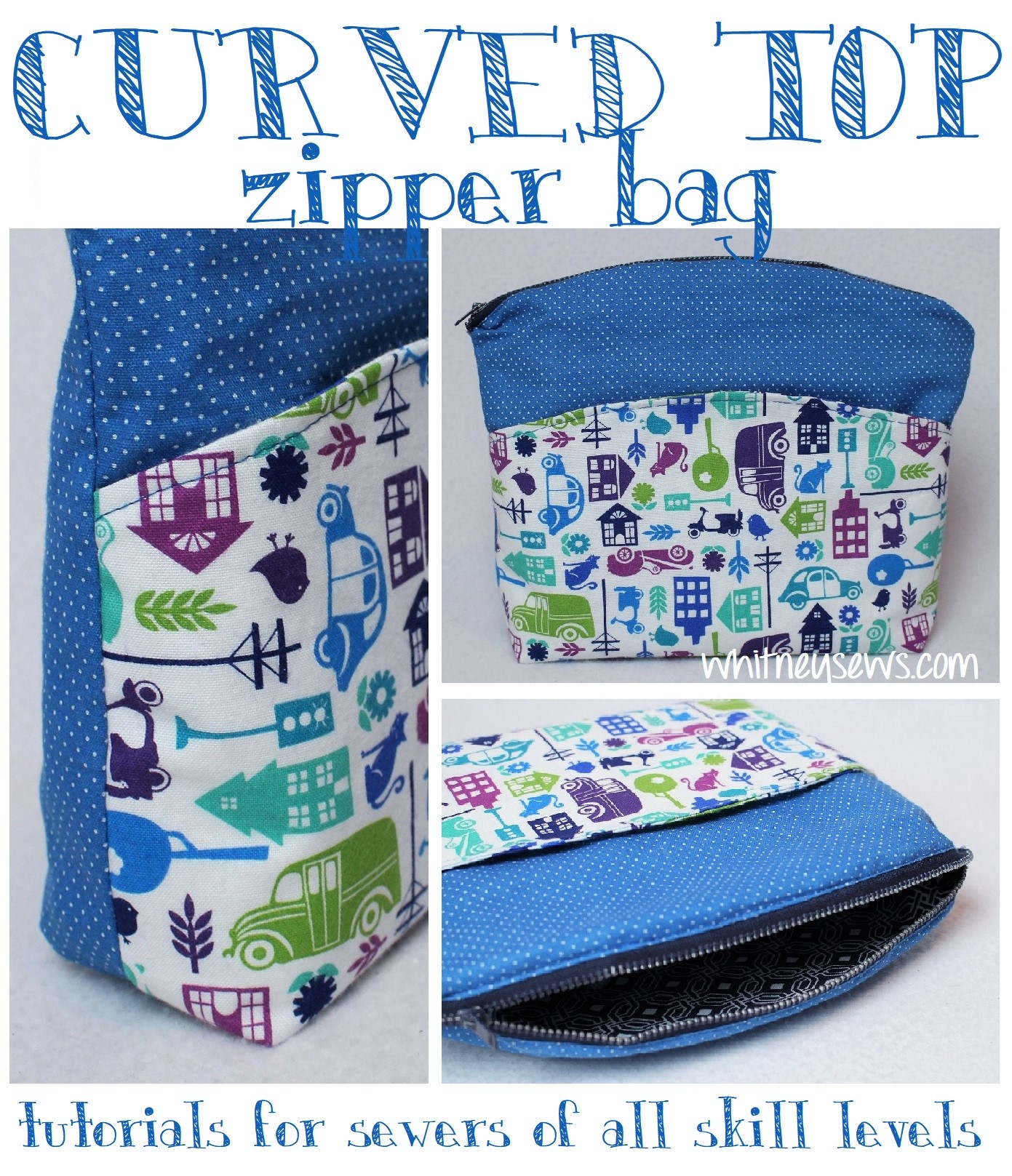 Curved Top Zipper Bag - Whitney Sews