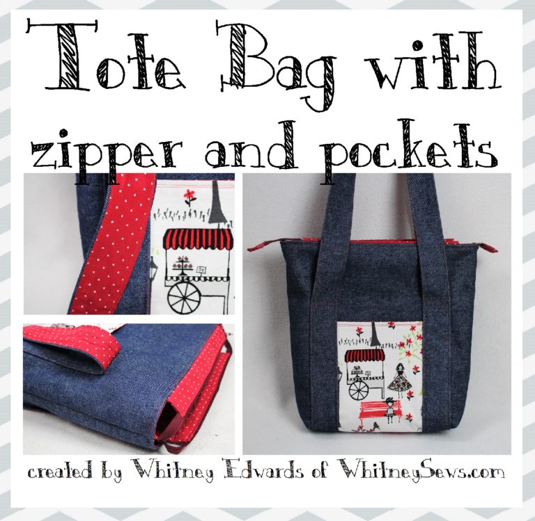 Zipper Tote Bag with Pockets PDF - Whitney Sews